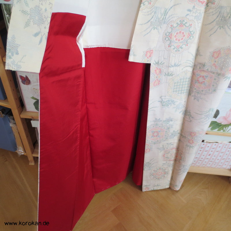Iris, Spiegel, Bambus Kasuri Tsumugi Seiden Kimono, Japan