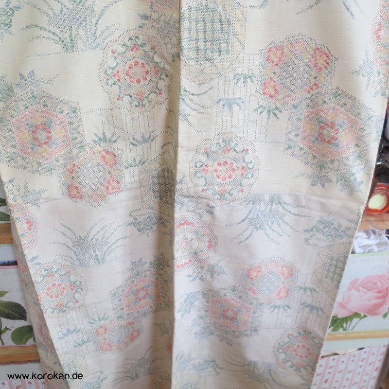 Iris, Spiegel, Bambus Kasuri Tsumugi Seiden Kimono, Japan