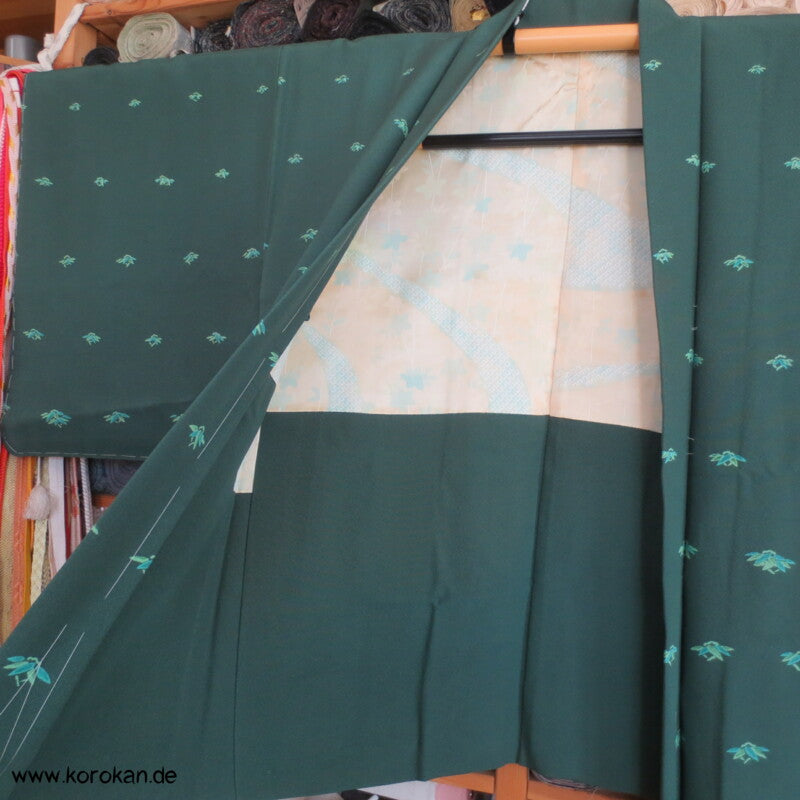 japanische Bambus auf Seidencrepe Haori Kimono Jacke