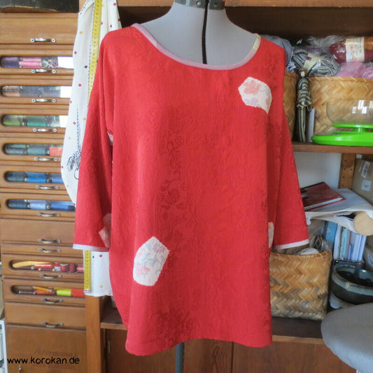 loses Blusen Shirt aus Seiden Jacquard mit Shibori Kiribame Mustern