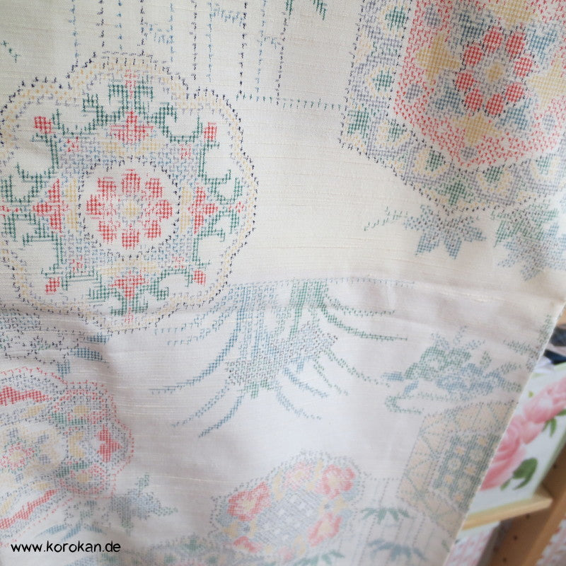 Iris, Spiegel, Bambus Kasuri Tsumugi Seiden Kimono, Japan