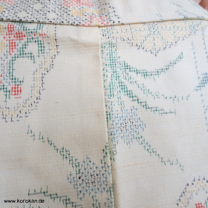 Iris, Spiegel, Bambus Kasuri Tsumugi Seiden Kimono, Japan
