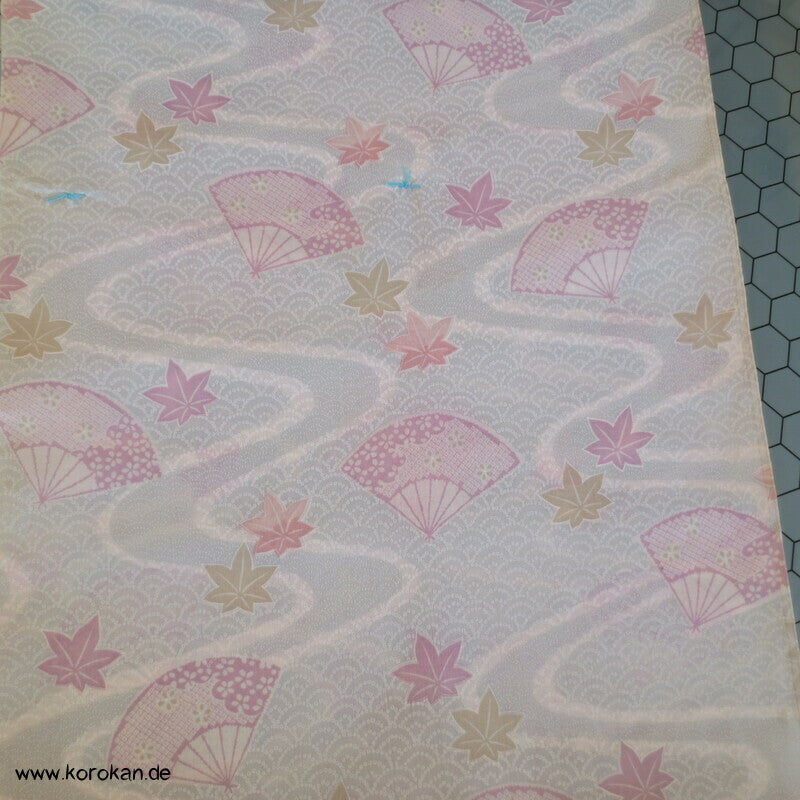 Wellen, Fächer, Blätter, Segaiha Juban Kimono Wollmuslin Stoffrolle