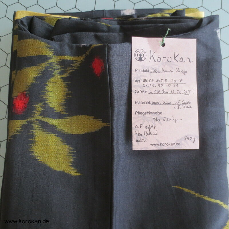 Japan Art Deco Zweige Meisen Seiden Kimono