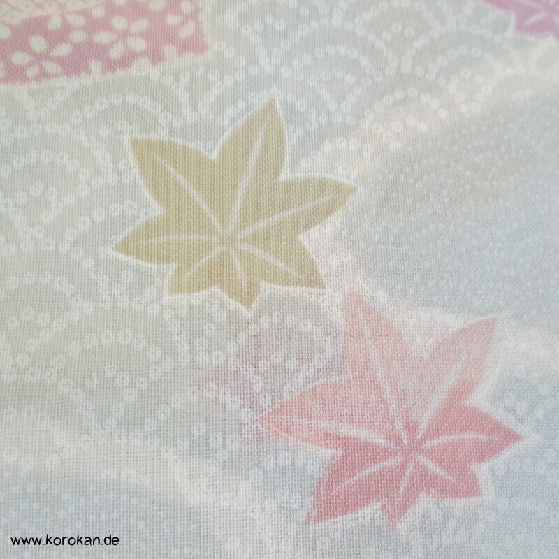 Wellen, Fächer, Blätter, Segaiha Juban Kimono Wollmuslin Stoffrolle