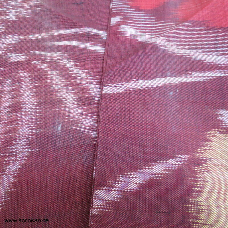 Japan Art Deco Spiegel und Flechtbänder Meisen Seiden Kimono