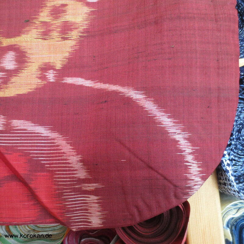 Japan Art Deco Spiegel und Flechtbänder Meisen Seiden Kimono