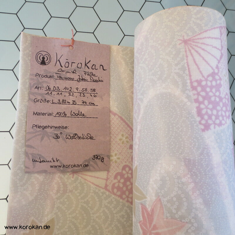 Wellen, Fächer, Blätter, Segaiha Juban Kimono Wollmuslin Stoffrolle