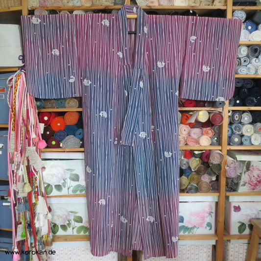 Koi zwischen Bambus auf Bokashi Hitoe Kimono