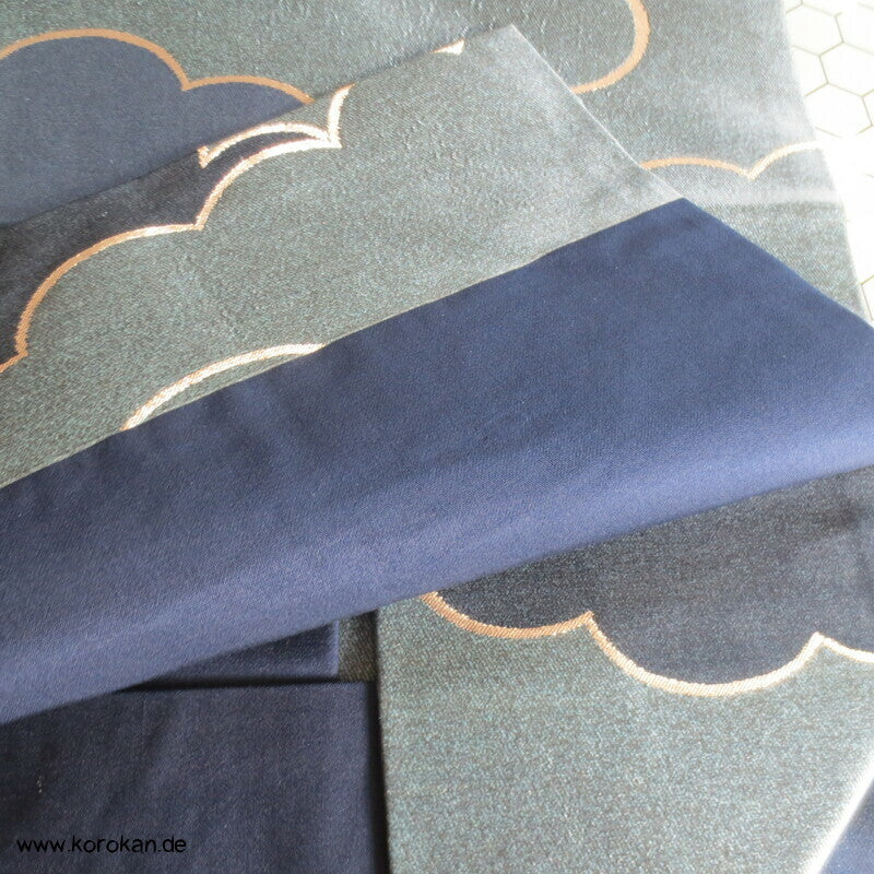 Nagoya Obi "every cloud has a silver lining" Seidenbrokat Kimonogürtel