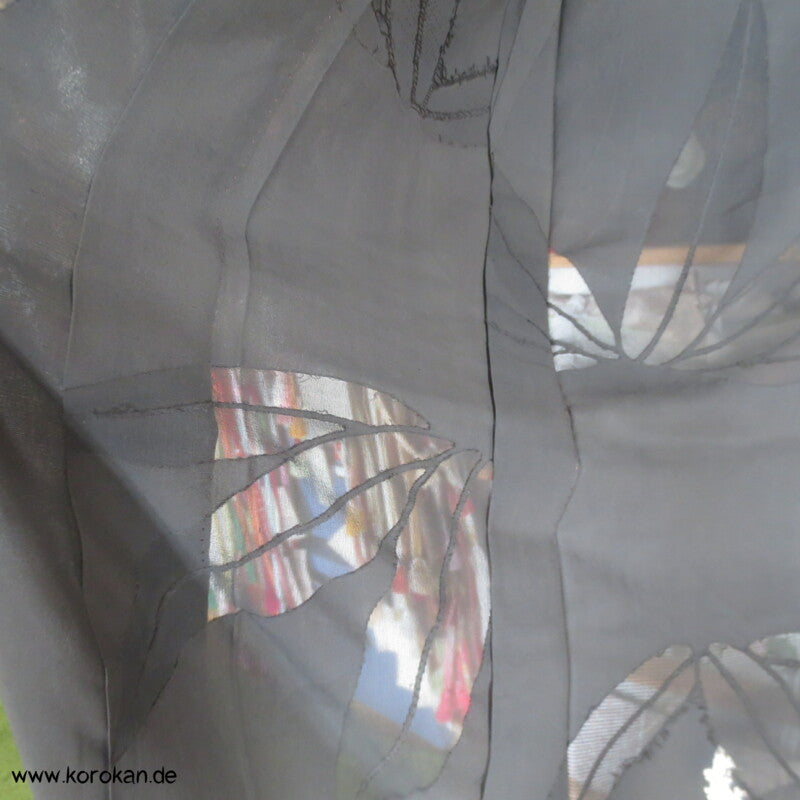 Boote im Bambus antiker Tomesode Kimono Rho Seide