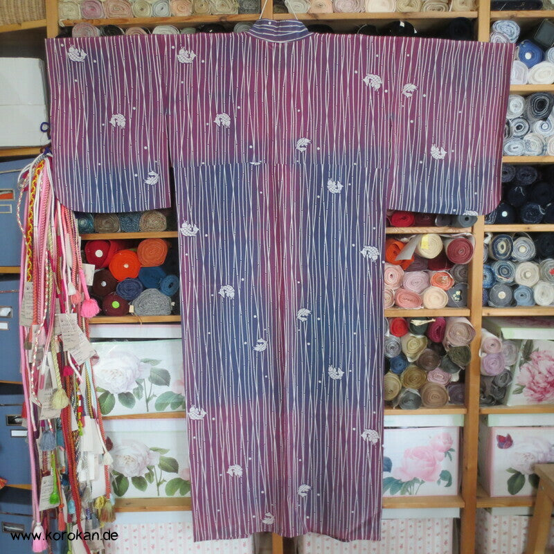 Koi zwischen Bambus auf Bokashi Hitoe Kimono