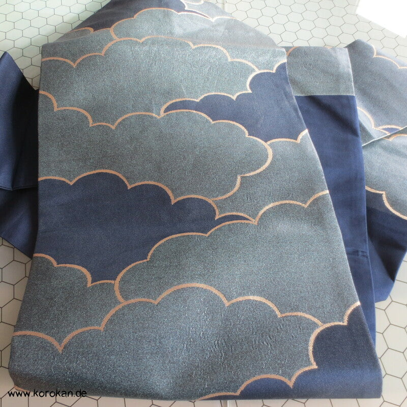 Nagoya Obi "every cloud has a silver lining" Seidenbrokat Kimonogürtel