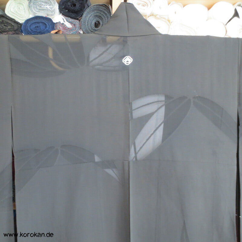 Boote im Bambus antiker Tomesode Kimono Rho Seide