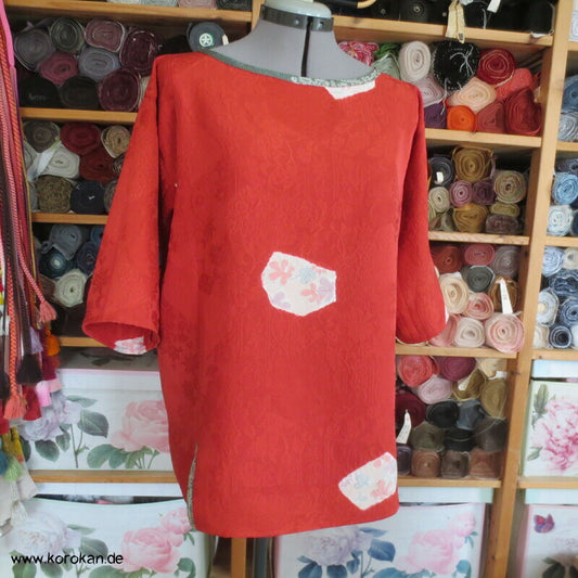 Blusen Shirt aus Seiden Jacquard mit Shibori Kiribame Mustern