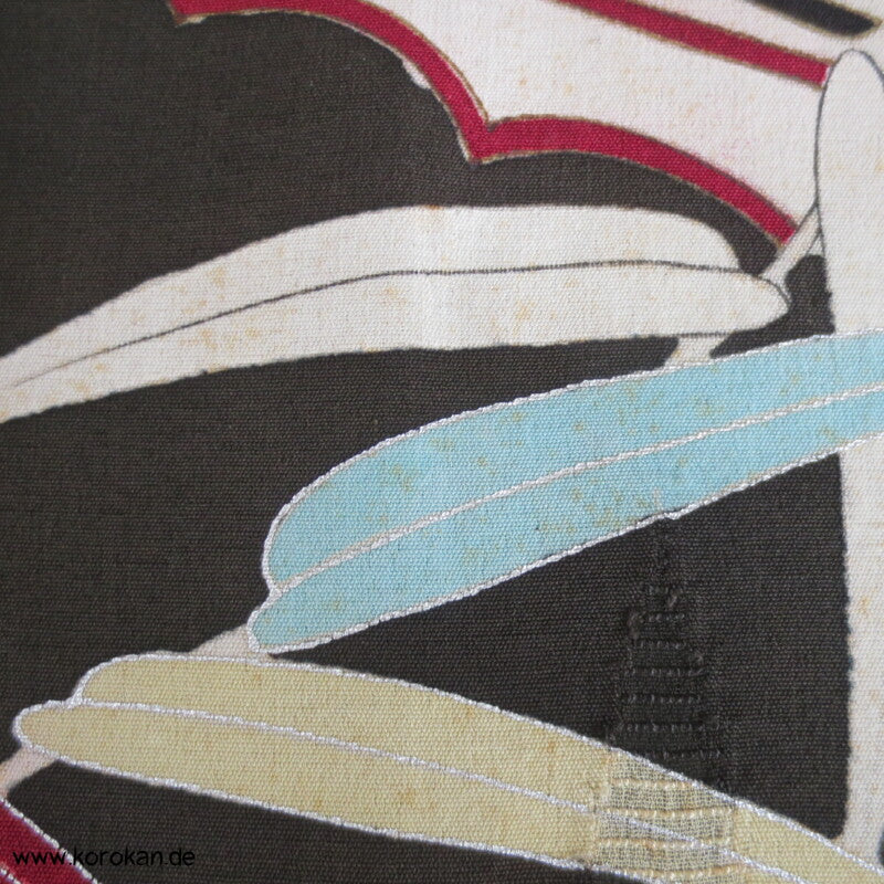 Boote im Bambus antiker Tomesode Kimono Rho Seide