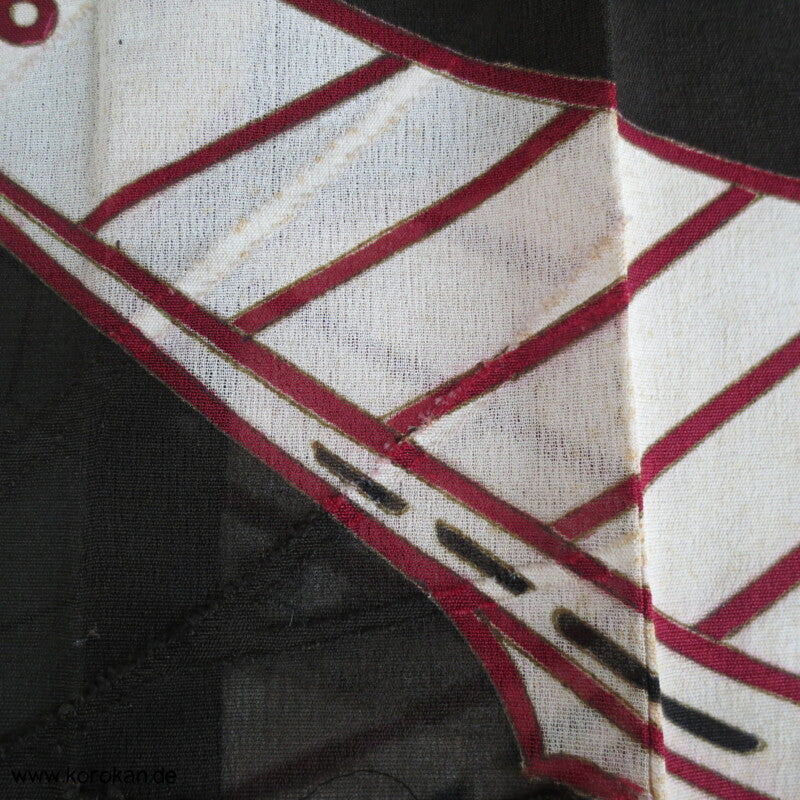 Boote im Bambus antiker Tomesode Kimono Rho Seide