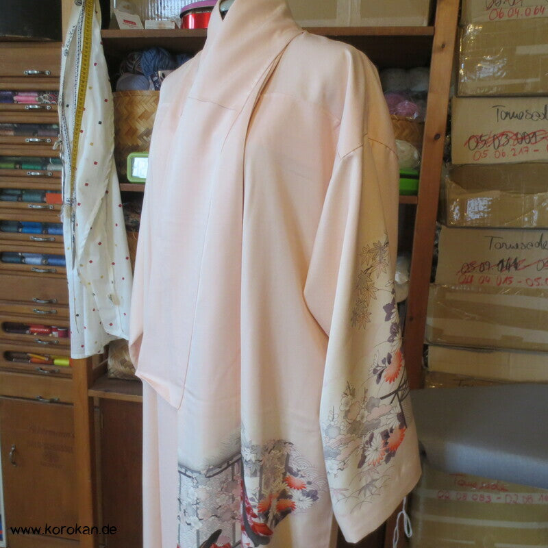 Morgenmantel Homongi Kimono Seide, Hime auf zart rosa