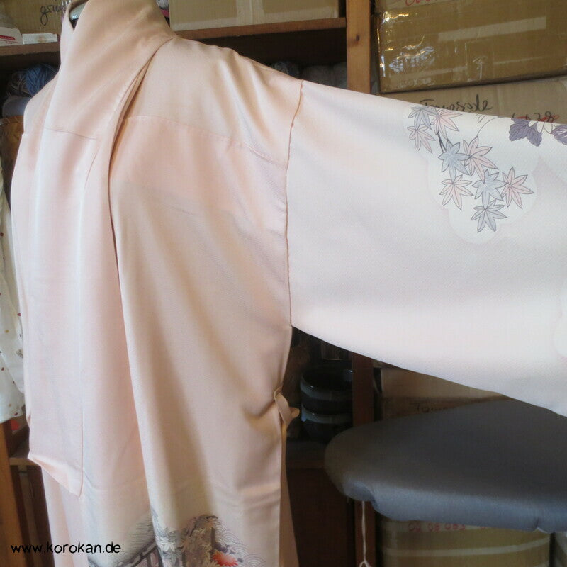 Morgenmantel Homongi Kimono Seide, Hime auf zart rosa