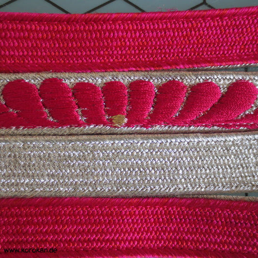 pink - silber, bestickter Obijime, Seide / Lurex