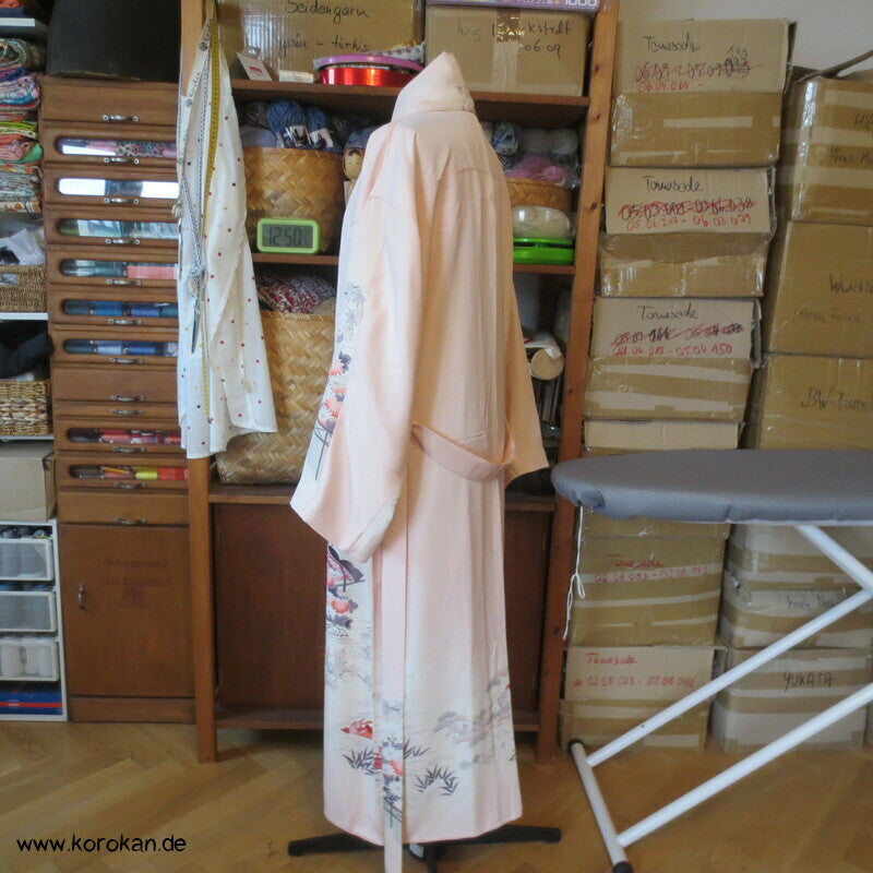 Morgenmantel Homongi Kimono Seide, Hime auf zart rosa