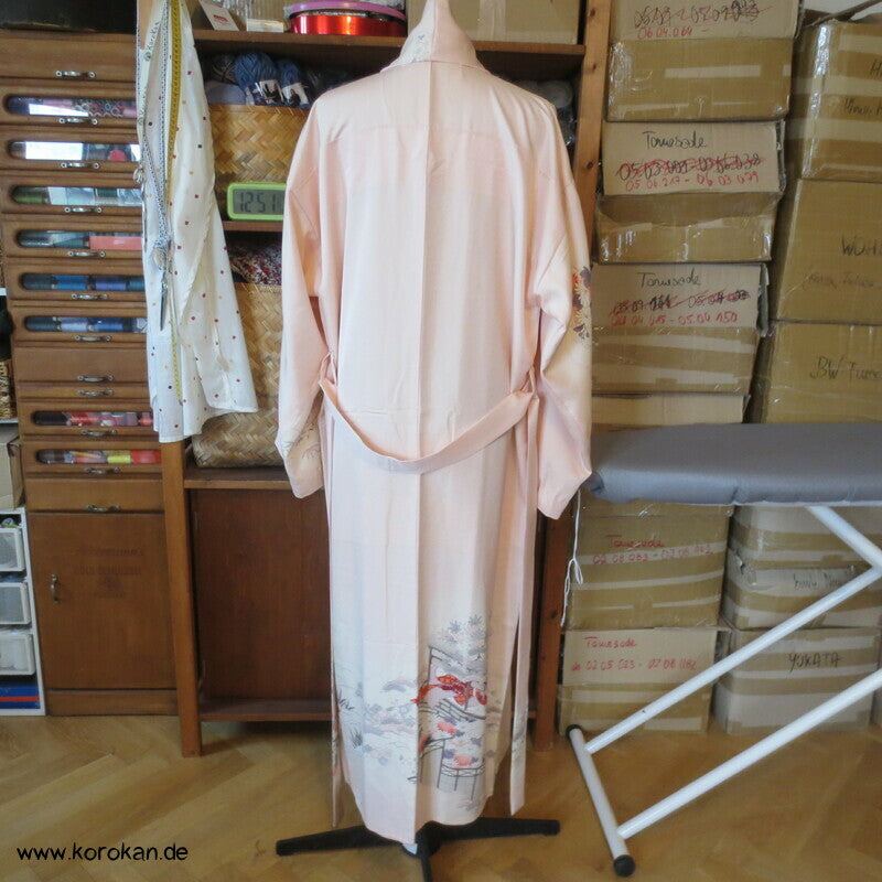 Morgenmantel Homongi Kimono Seide, Hime auf zart rosa
