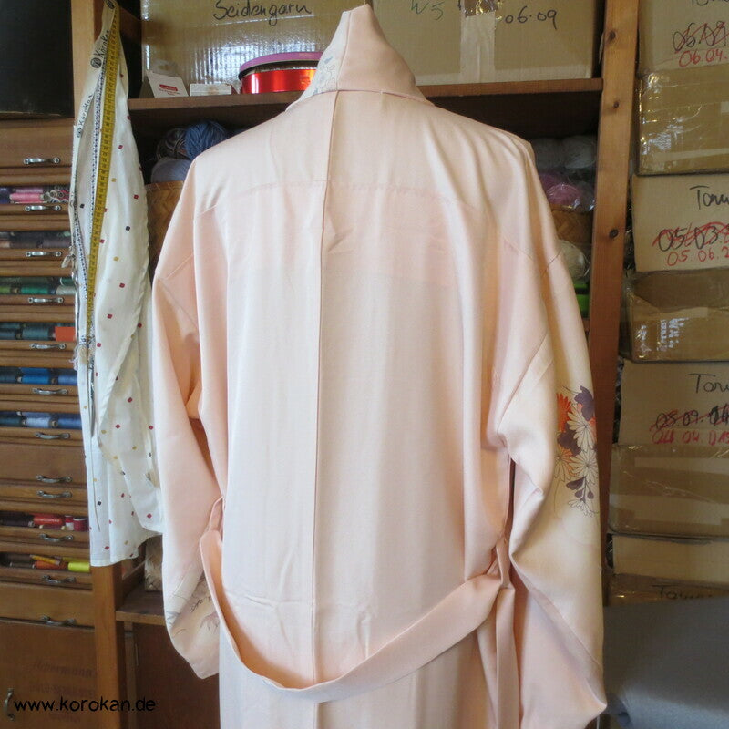 Morgenmantel Homongi Kimono Seide, Hime auf zart rosa