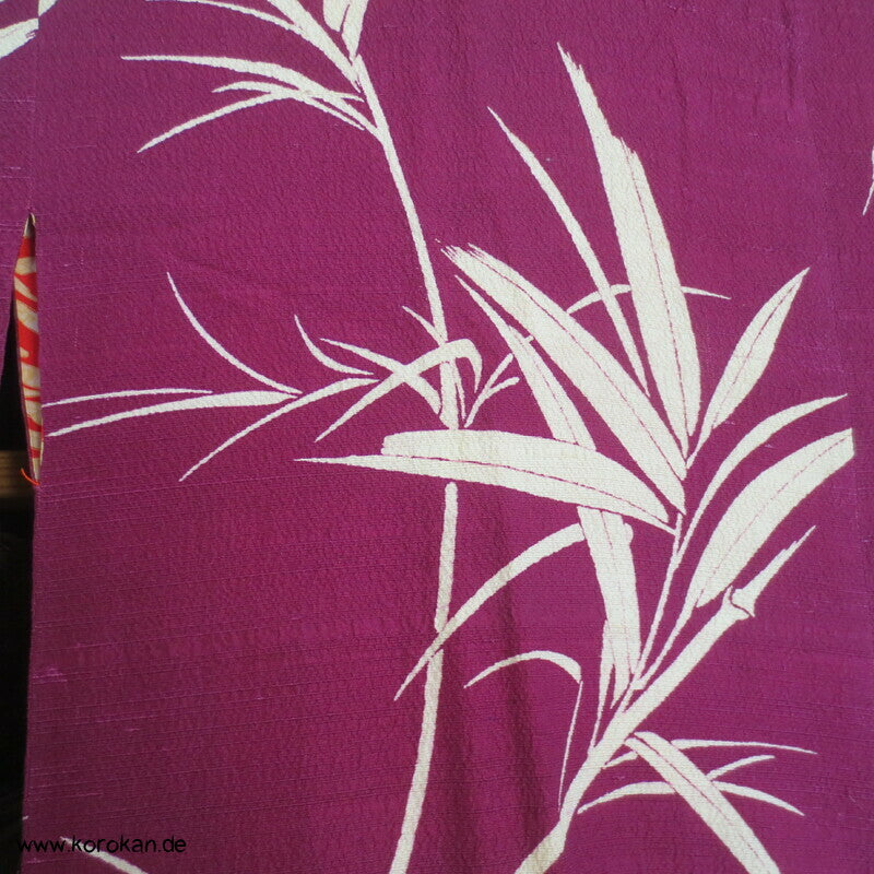 Bambus auf dunkelpink Michiyuki Kimono Jacke Seide, Tsumugi