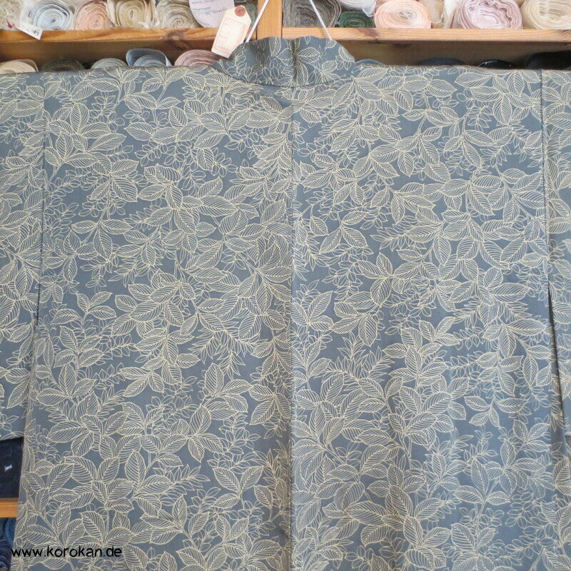 Haori Kimono Jacke aus Seide, allover Blättermuster