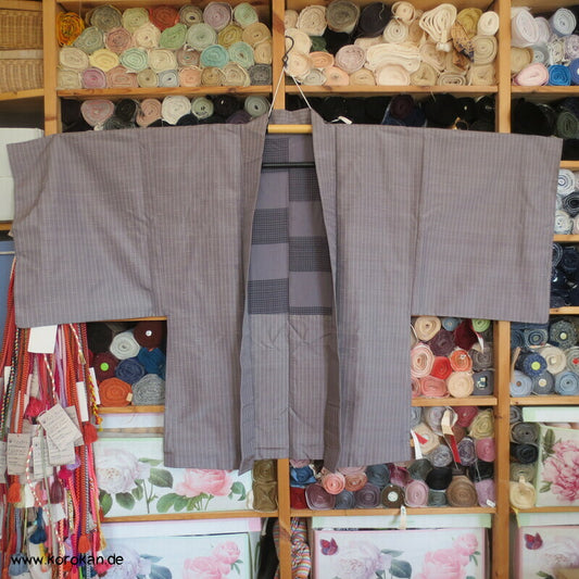 graue Tsumugi Seiden Haori Kimono Jacke