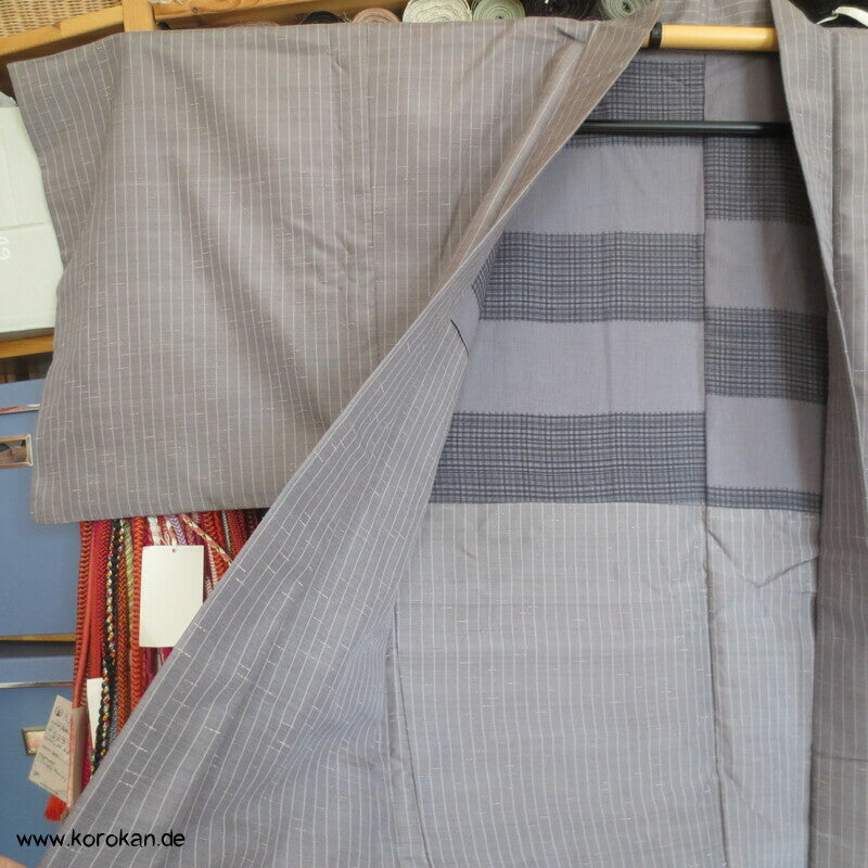 graue Tsumugi Seiden Haori Kimono Jacke