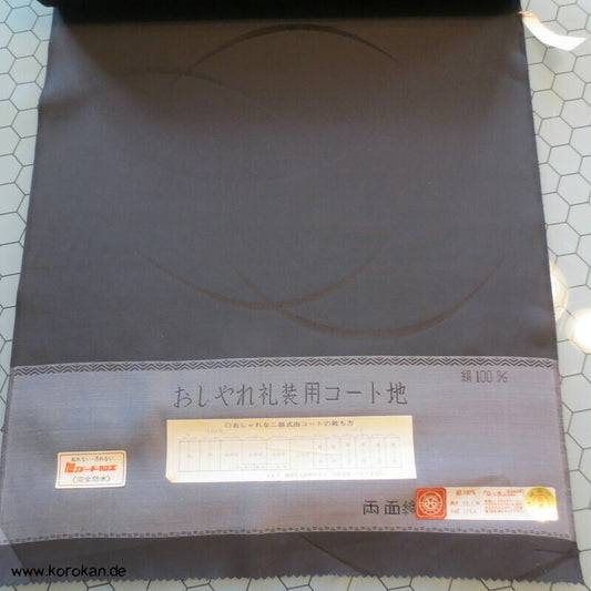 schwarzer Haori Kimono Gräserdamast Seiden Stoff