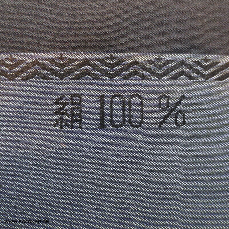 schwarzer Haori Kimono Gräserdamast Seiden Stoff