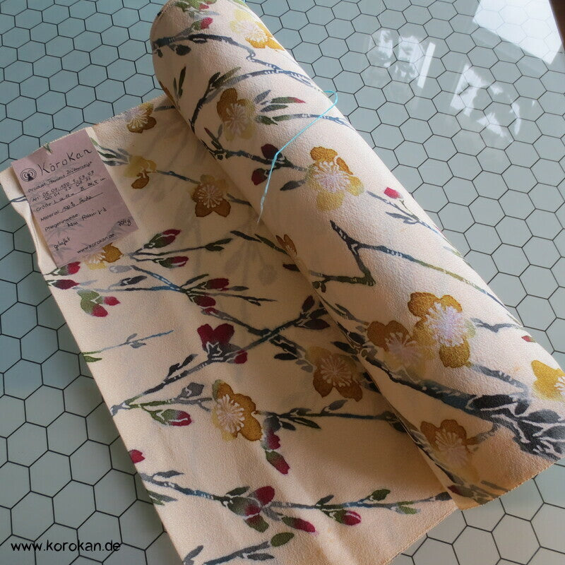 Sakurazweige, helle Chirimen Seide, Kimono Tanmono