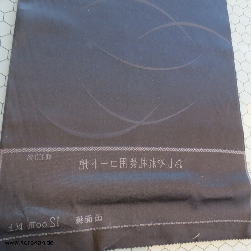 schwarzer Haori Kimono Gräserdamast Seiden Stoff