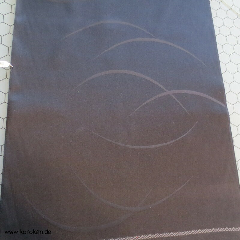 schwarzer Haori Kimono Gräserdamast Seiden Stoff