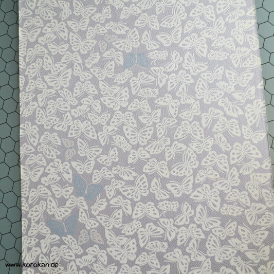 Schmetterlinge auf blaugrau Kimono japanische Chirimen Crepe Seide