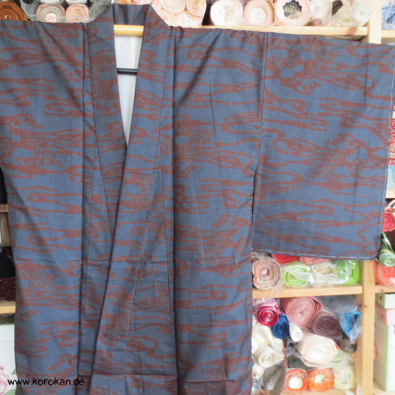 Wellen Tsumugi Seiden Kimono, Japan Komon Alltag