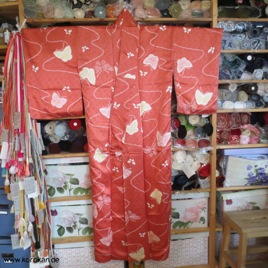 Schmetterlinge im Flug Shibori Seiden Komon Kimono
