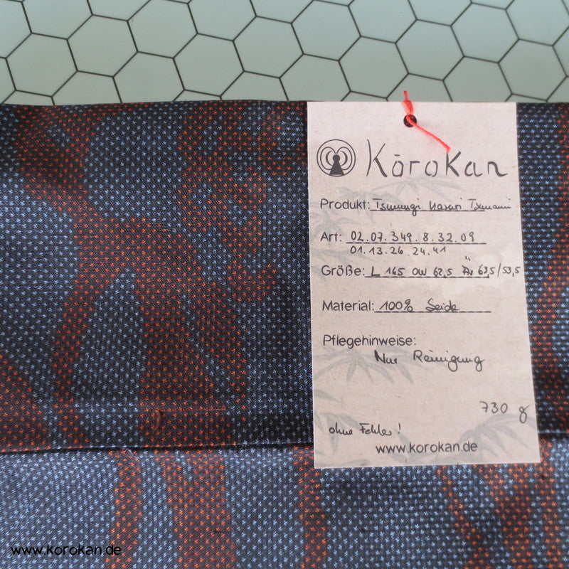 Wellen Tsumugi Seiden Kimono, Japan Komon Alltag