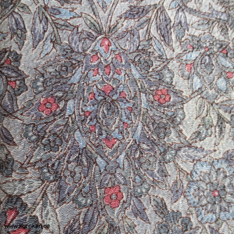 blaugraues Granatapfelmuster Chirimen Seiden Crepe Komon Kimono