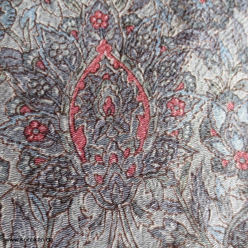 blaugraues Granatapfelmuster Chirimen Seiden Crepe Komon Kimono