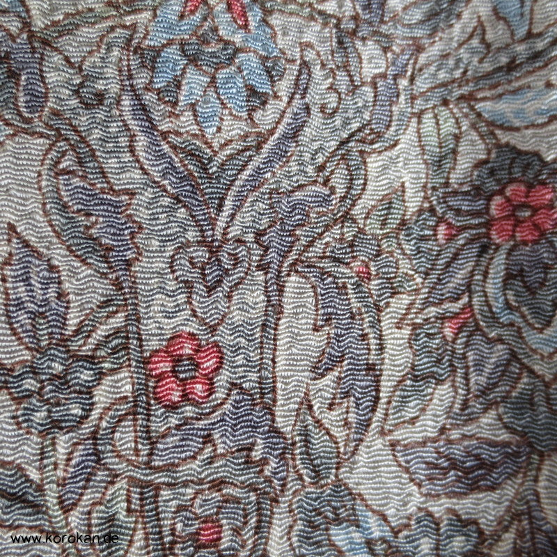 blaugraues Granatapfelmuster Chirimen Seiden Crepe Komon Kimono