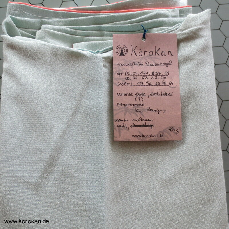 mythische Vögel im Blütenbaum Chu Furisode Seidencrepe Kimono