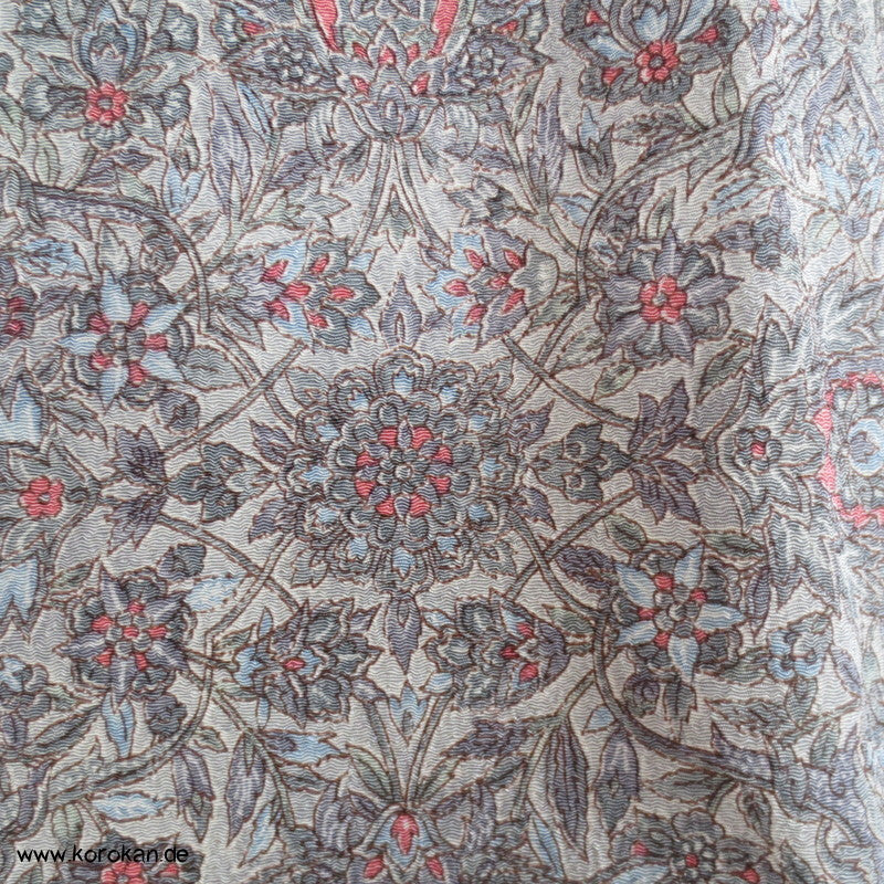 blaugraues Granatapfelmuster Chirimen Seiden Crepe Komon Kimono