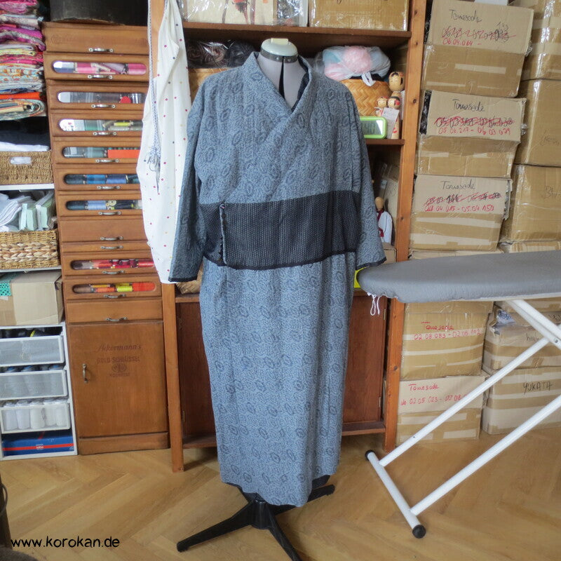 Kimono Kleid aus Seide / Hanf / Ramie Kasuri Tsumugi