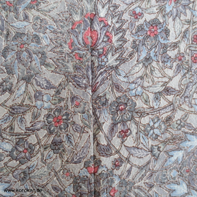 blaugraues Granatapfelmuster Chirimen Seiden Crepe Komon Kimono