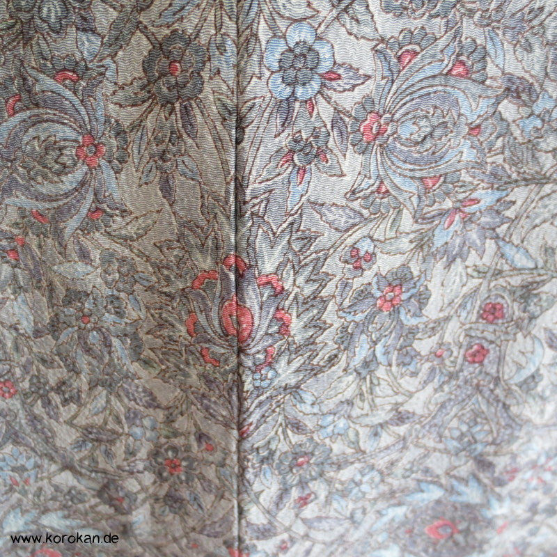 blaugraues Granatapfelmuster Chirimen Seiden Crepe Komon Kimono