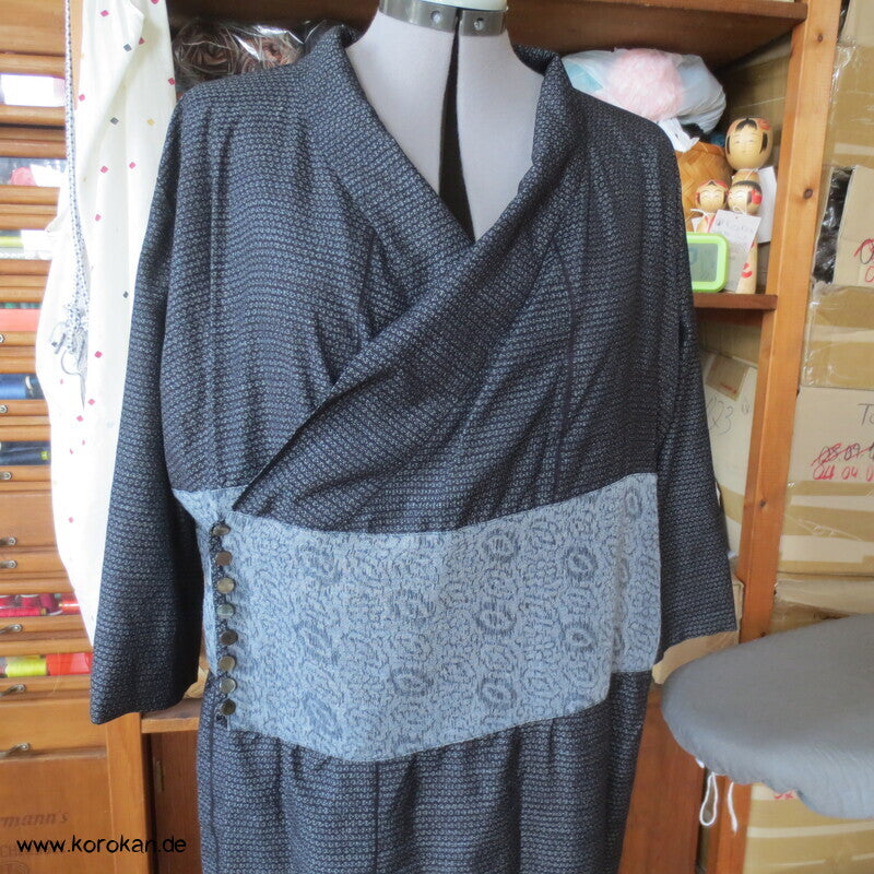 Kimono Kleid aus Seide / Hanf / Ramie Kasuri Tsumugi