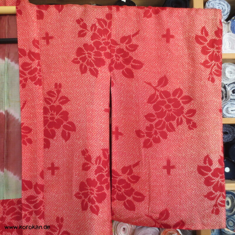 rote Päonien Shibori Print japanische Haori Kimono Jacke